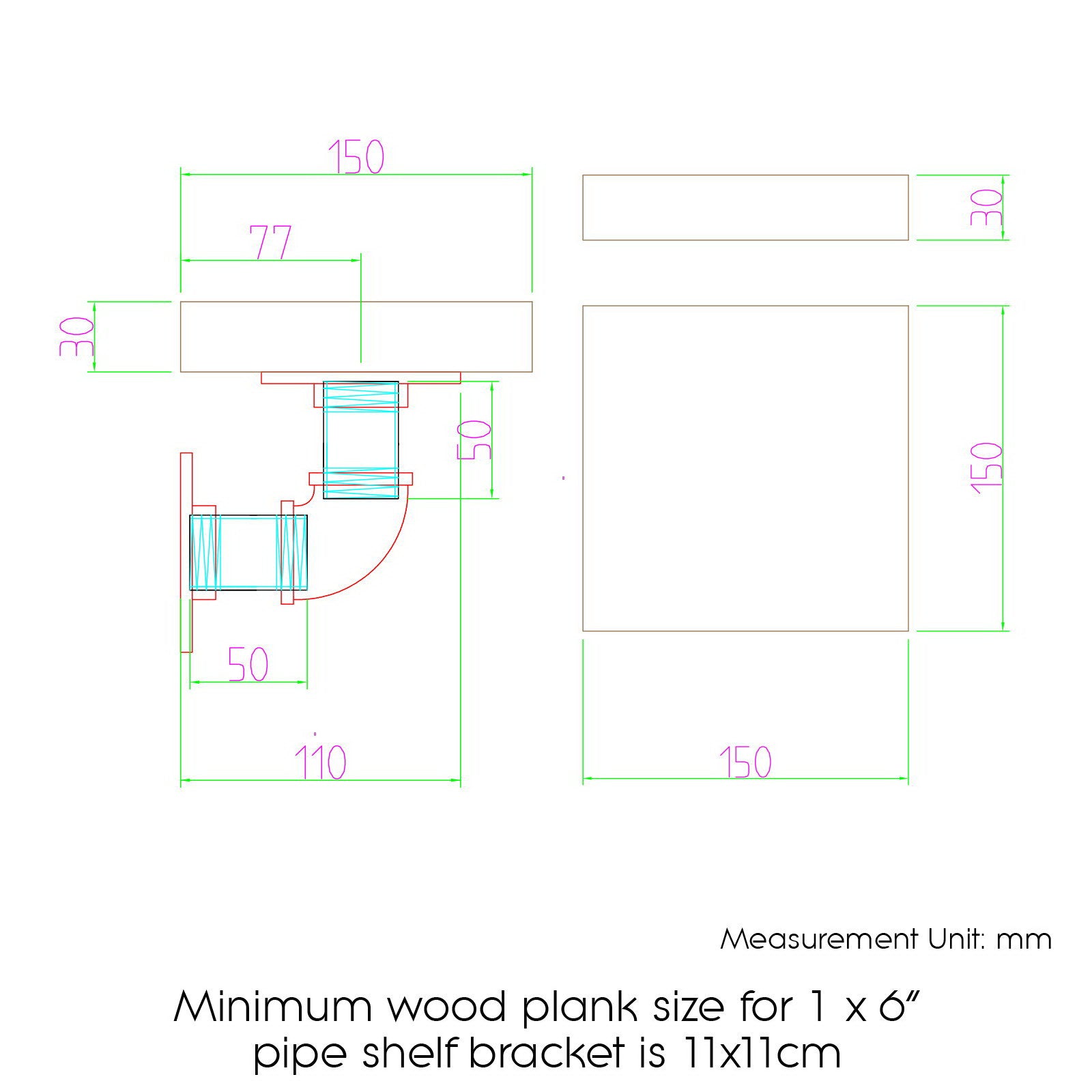 Kitchen & Bathroom DIY: Artiss 8x Floating Pipe Shelf DIY Metal Wall Brackets