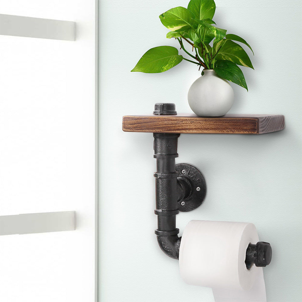 Toilet Paper Holders: Artiss Floating DIY Pipe Shelf Toilet Paper Holder
