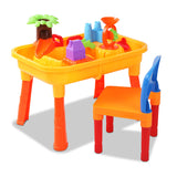 Keezi Kids Sandpit Pretend Play Set Sand Water Table Chair Outdoor Beach Toy