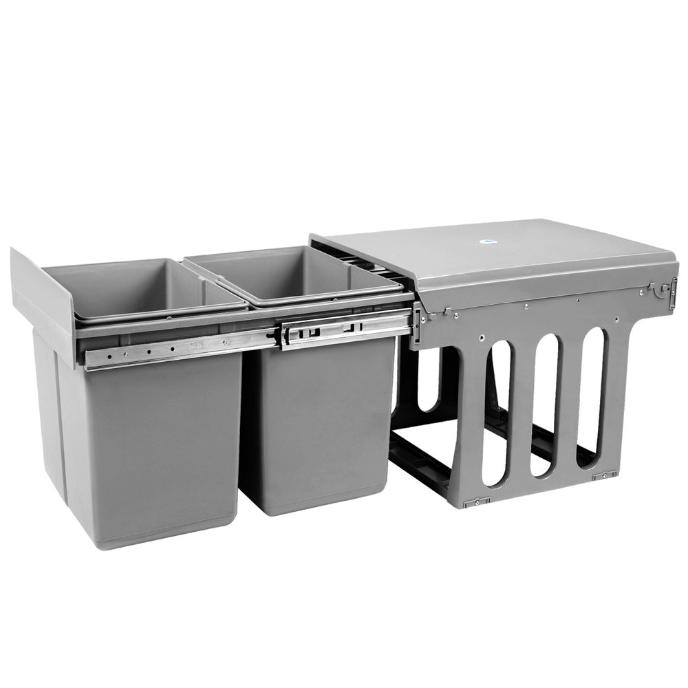 Pull Out Bins: Cefito Pull Out Bin Kitchen Double Basket 2X15L Grey