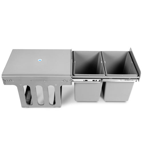 Pull Out Bins: Cefito Pull Out Bin Kitchen Double Basket 2X15L Grey