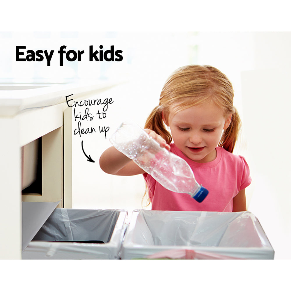Pull Out Bins: Cefito Pull Out Bin Kitchen Double Basket 2X15L Grey