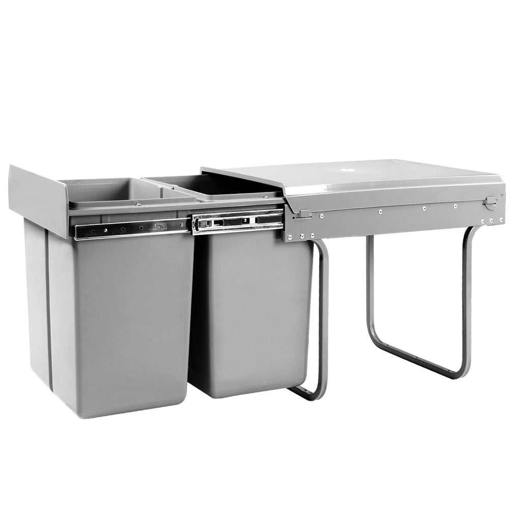 Pull Out Bins: Cefito Pull Out Bin Kitchen Double Basket 2X20L Grey