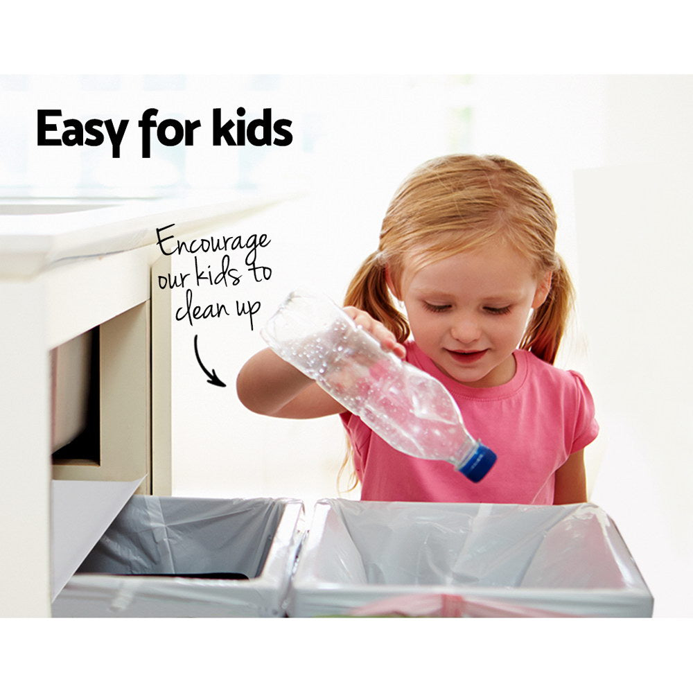 Pull Out Bins: Cefito Pull Out Bin Kitchen Double Basket 2X20L White