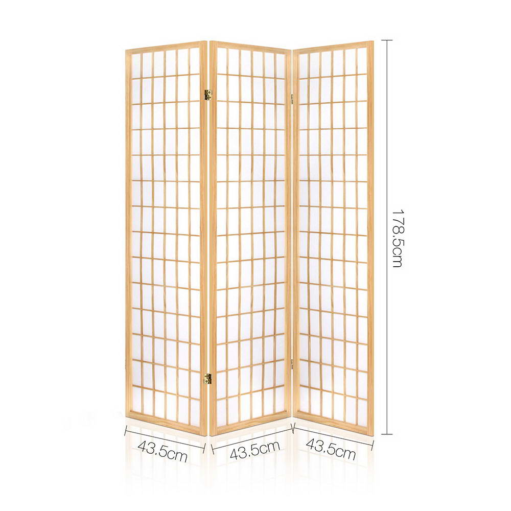 Room Dividers: Artiss 3 Panel Room Divider Screen 131x179cm Natural