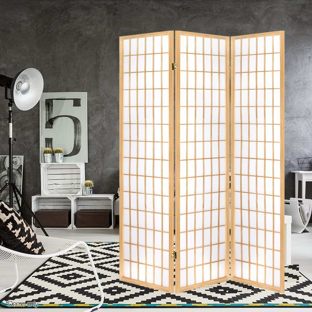 Room Dividers: Artiss 3 Panel Room Divider Screen 131x179cm Natural