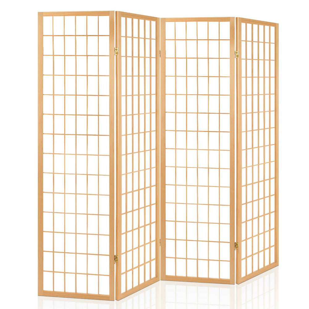 Room Dividers: Artiss 4 Panel Room Divider Screen 174x179cm Natural