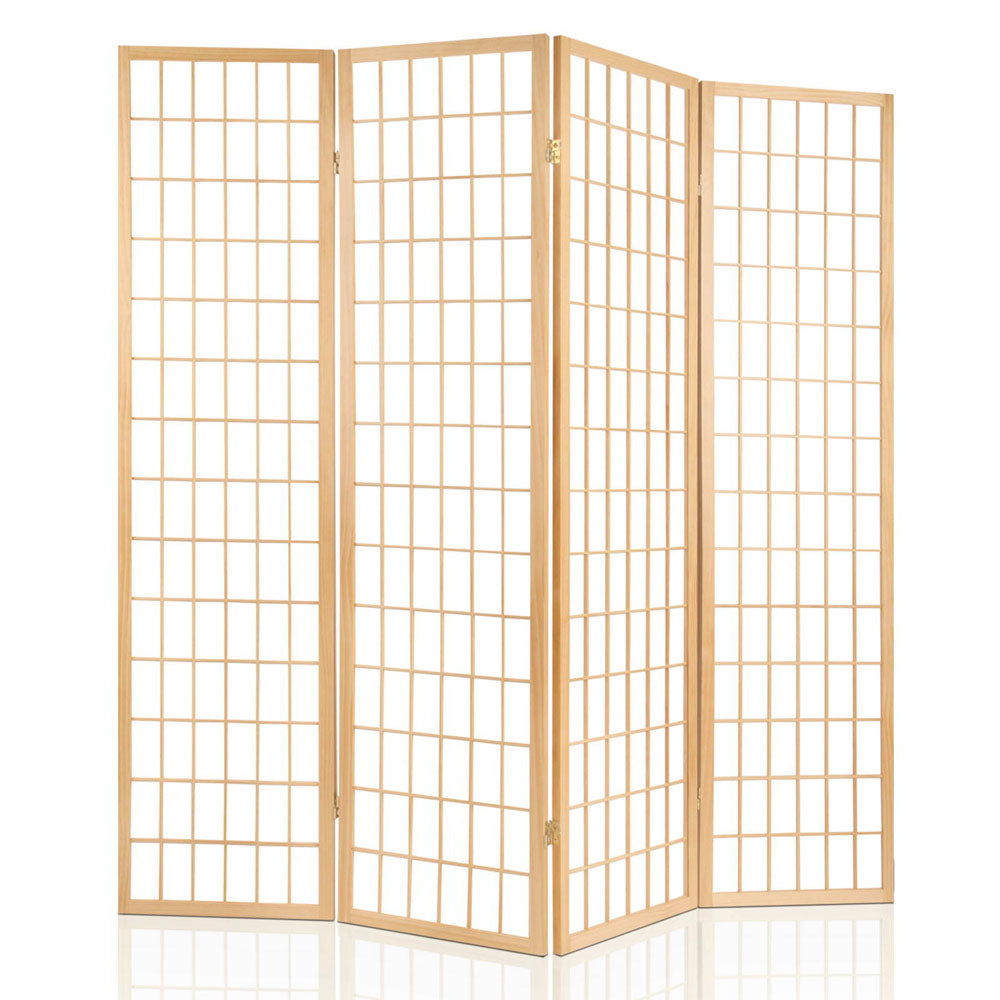 Room Dividers: Artiss 4 Panel Room Divider Screen 174x179cm Natural