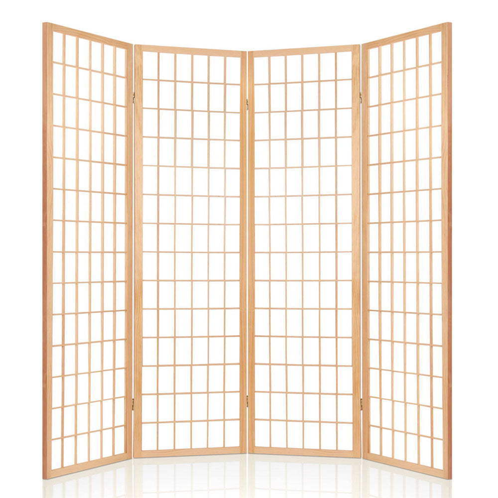 Room Dividers: Artiss 4 Panel Room Divider Screen 174x179cm Natural