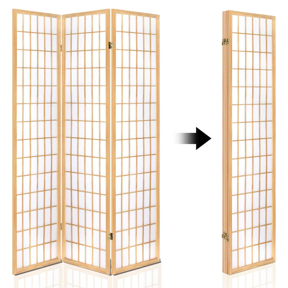 Room Dividers: Artiss 4 Panel Room Divider Screen 174x179cm Natural