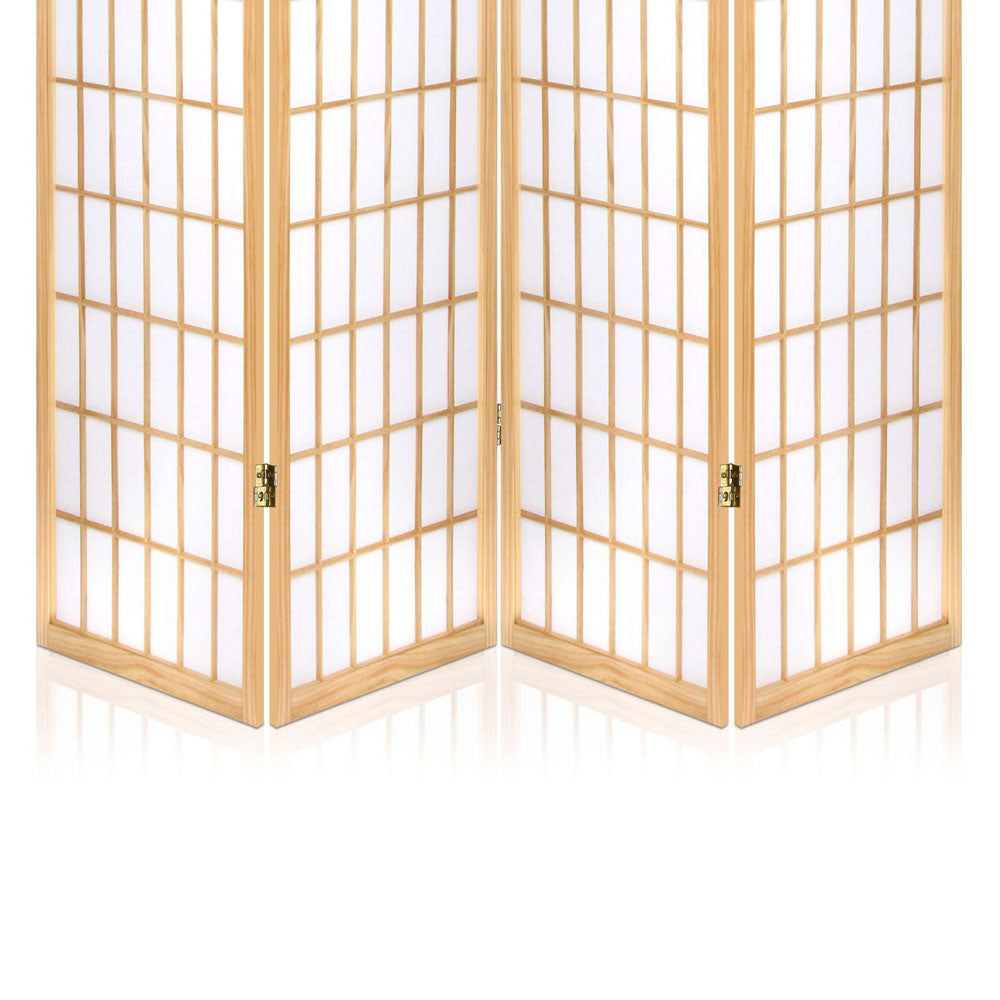 Room Dividers: Artiss 4 Panel Room Divider Screen 174x179cm Natural