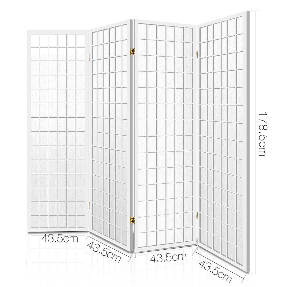 Room Dividers: Artiss 4 Panel Room Divider Screen 174x179cm White