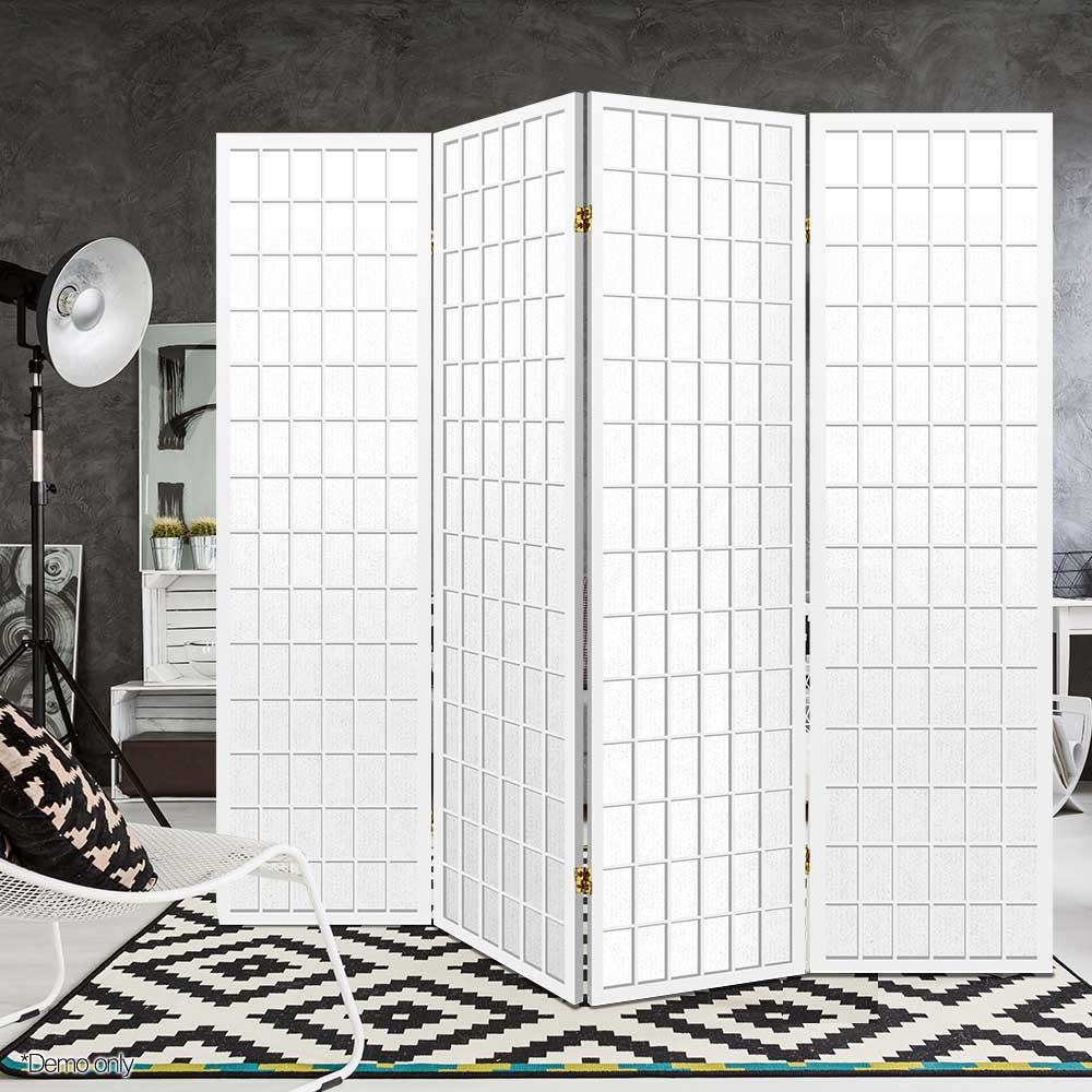 Room Dividers: Artiss 4 Panel Room Divider Screen 174x179cm White