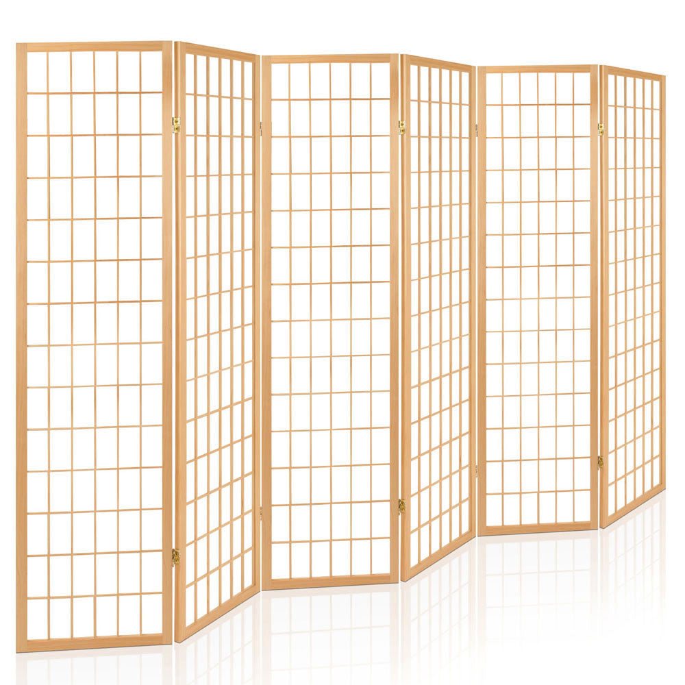 Room Dividers: Artiss 6 Panel Room Divider Screen 261x179cm Natural