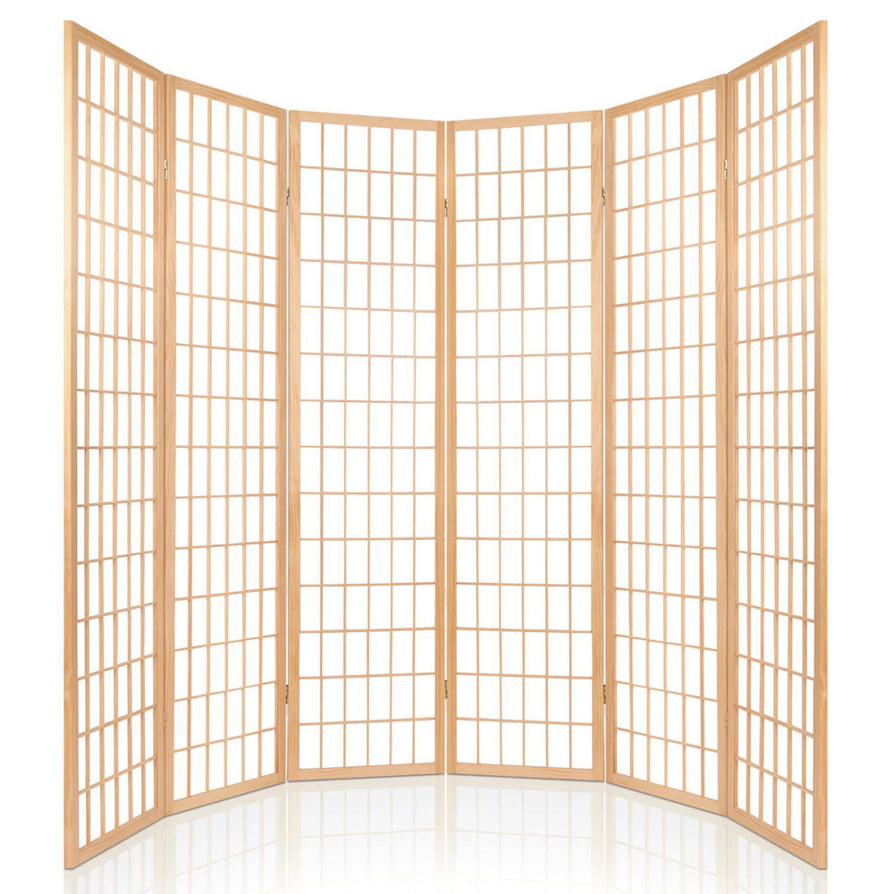 Room Dividers: Artiss 6 Panel Room Divider Screen 261x179cm Natural