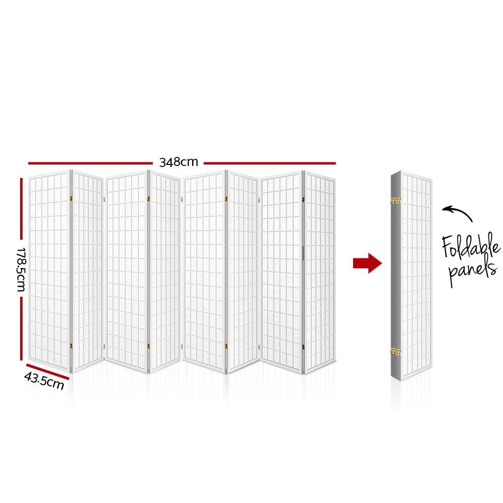 Room Dividers: Artiss 8 Panel Room Divider Screen 348x179cm White