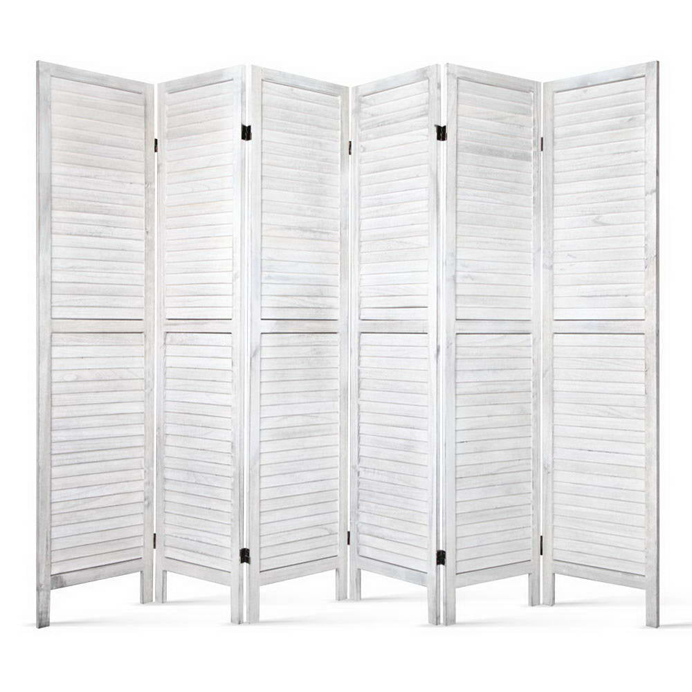 Room Dividers: Artiss 6 Panel Room Divider Screen 245x170cm Louver White