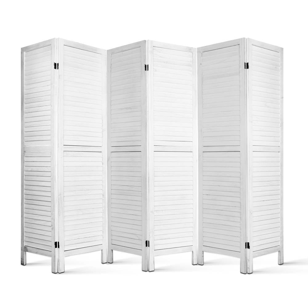 Room Dividers: Artiss 6 Panel Room Divider Screen 245x170cm Louver White