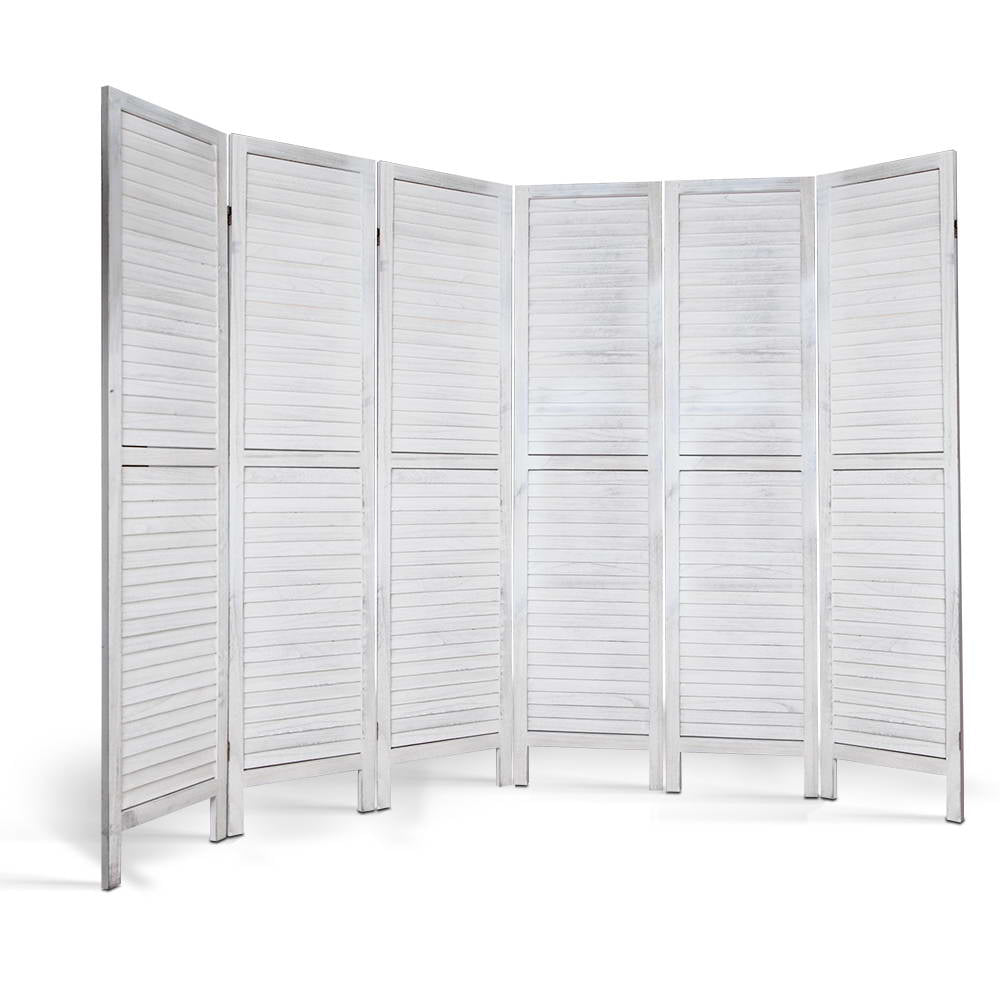 Room Dividers: Artiss 6 Panel Room Divider Screen 245x170cm Louver White