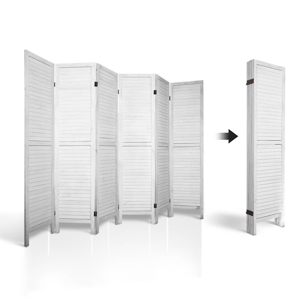 Room Dividers: Artiss 6 Panel Room Divider Screen 245x170cm Louver White