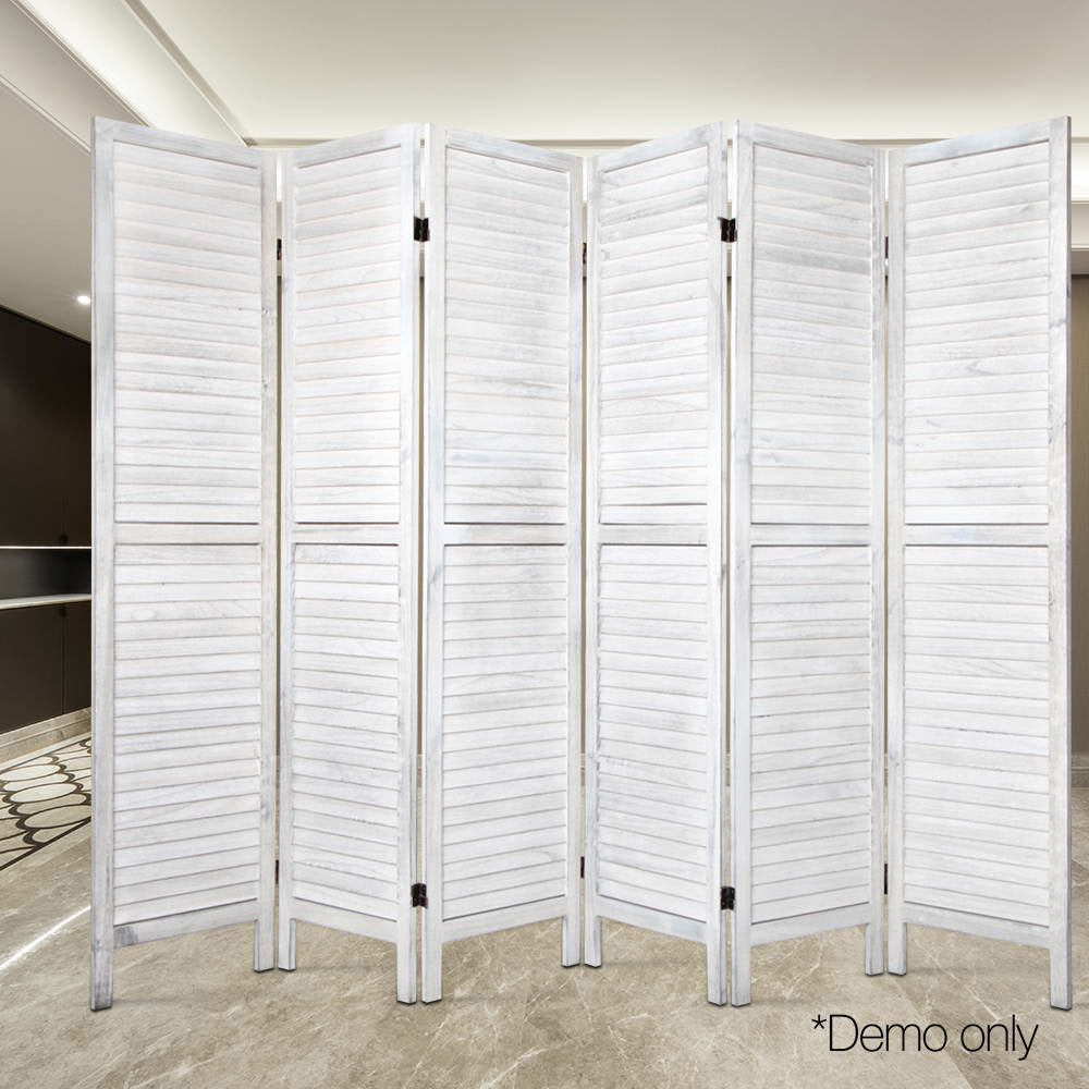 Room Dividers: Artiss 6 Panel Room Divider Screen 245x170cm Louver White