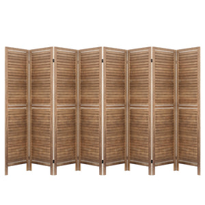 Artiss 8 Panel Room Divider Screen 326x170cm Louver Oak