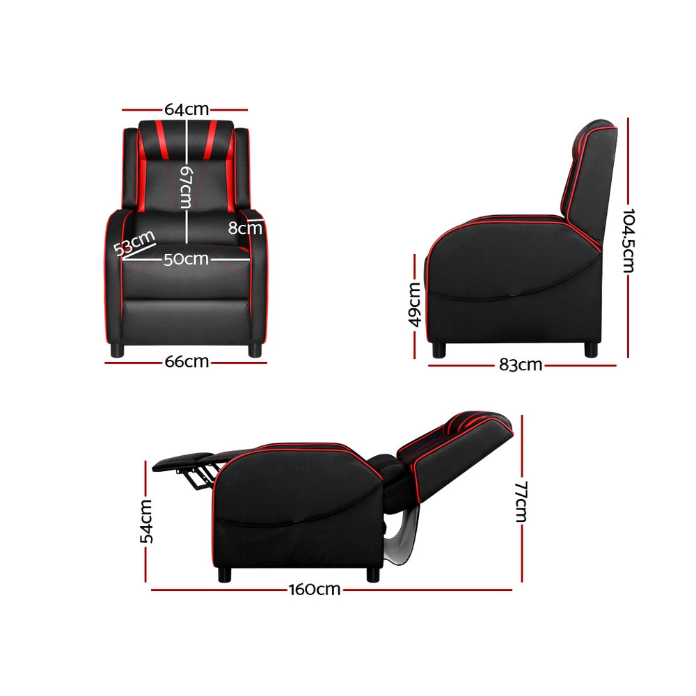 Gaming Chairs: Artiss Recliner Chair Gaming Chair Leather Black Serik