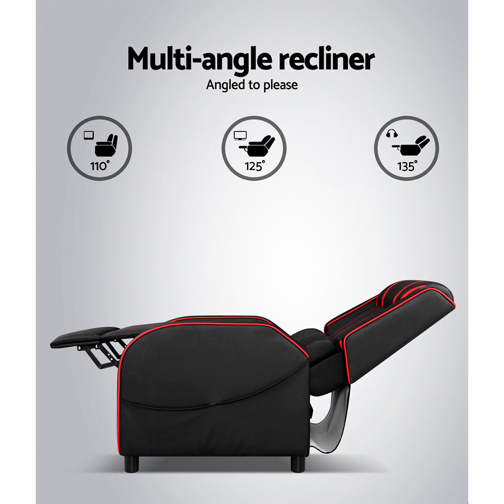 Gaming Chairs: Artiss Recliner Chair Gaming Chair Leather Black Serik