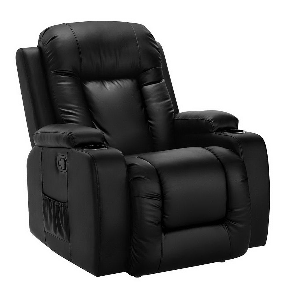 Massage Chairs: Artiss Recliner Chair Electric Heated Massage Chairs Faux Leather Cabin