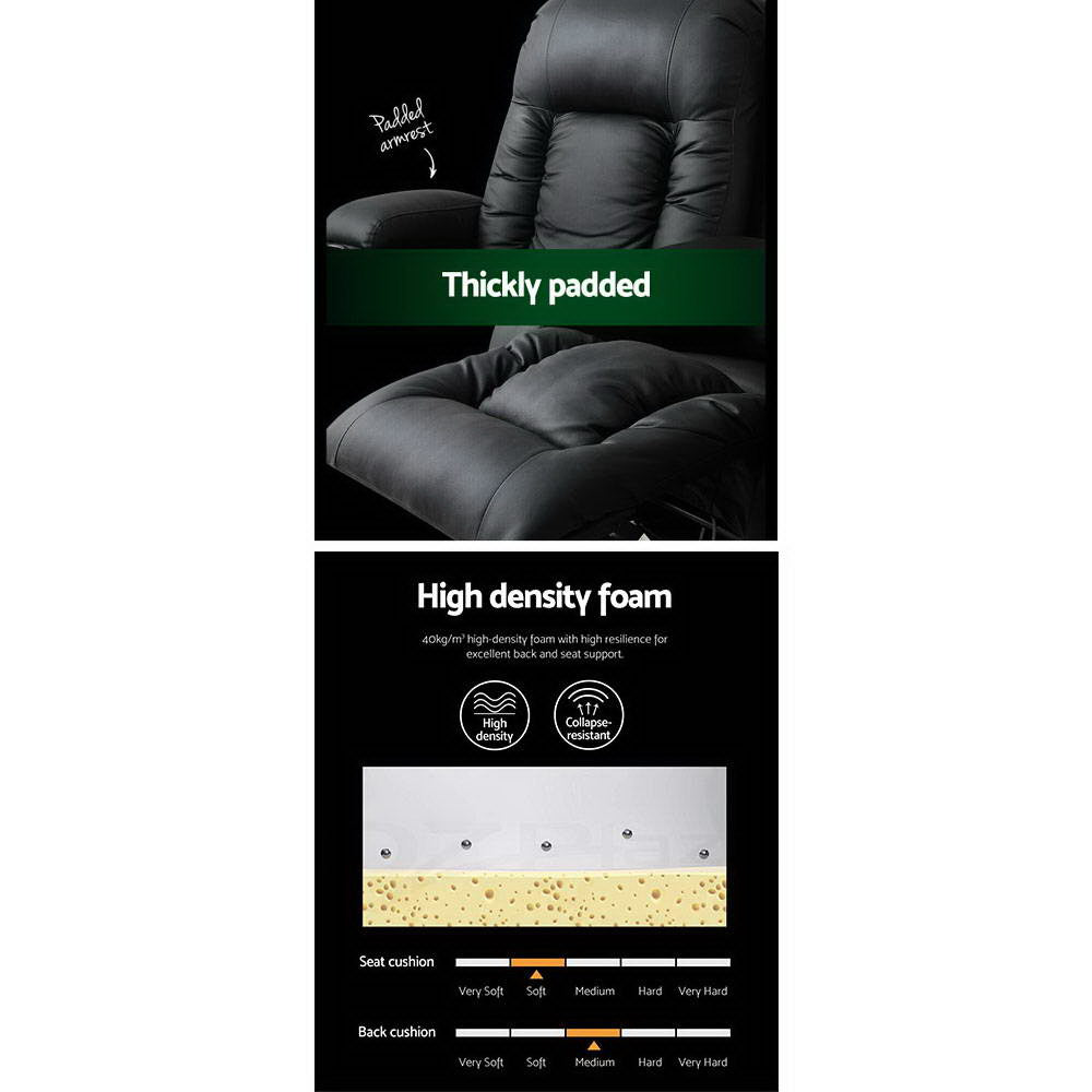 Massage Chairs: Artiss Recliner Chair Electric Heated Massage Chairs Faux Leather Cabin