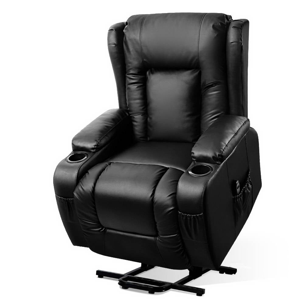 Massage Chairs: Artiss Recliner Chair Lift Assist Heated Massage Chair Leather Rukwa