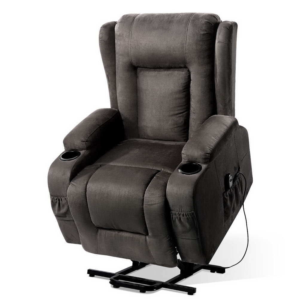 Massage Chairs: Artiss Recliner Chair Lift Assist Heated Massage Chair Velvet Rukwa