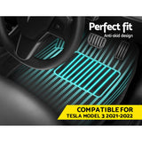 Weisshorn Car Rubber Floor Mats Compatible for Tesla Model 3 Front Rear