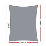 Instahut Shade Sail 3x5m Rectangle 280GSM 98% Grey Shade Cloth