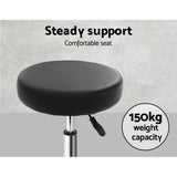 Artiss 2x Salon Stool Round Swivel Chair Black