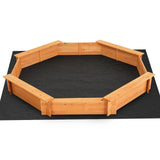 Keezi Kids Sandpit Wooden Round Sand Pit with Cover Bench Seat Beach Toys 182cm