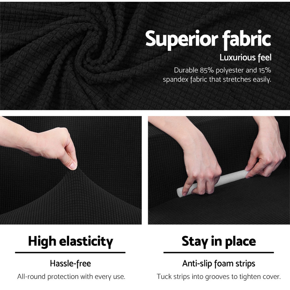 Sofa Accessories: Artiss Sofa Cover Couch Covers 3 Seater High Stretch Black
