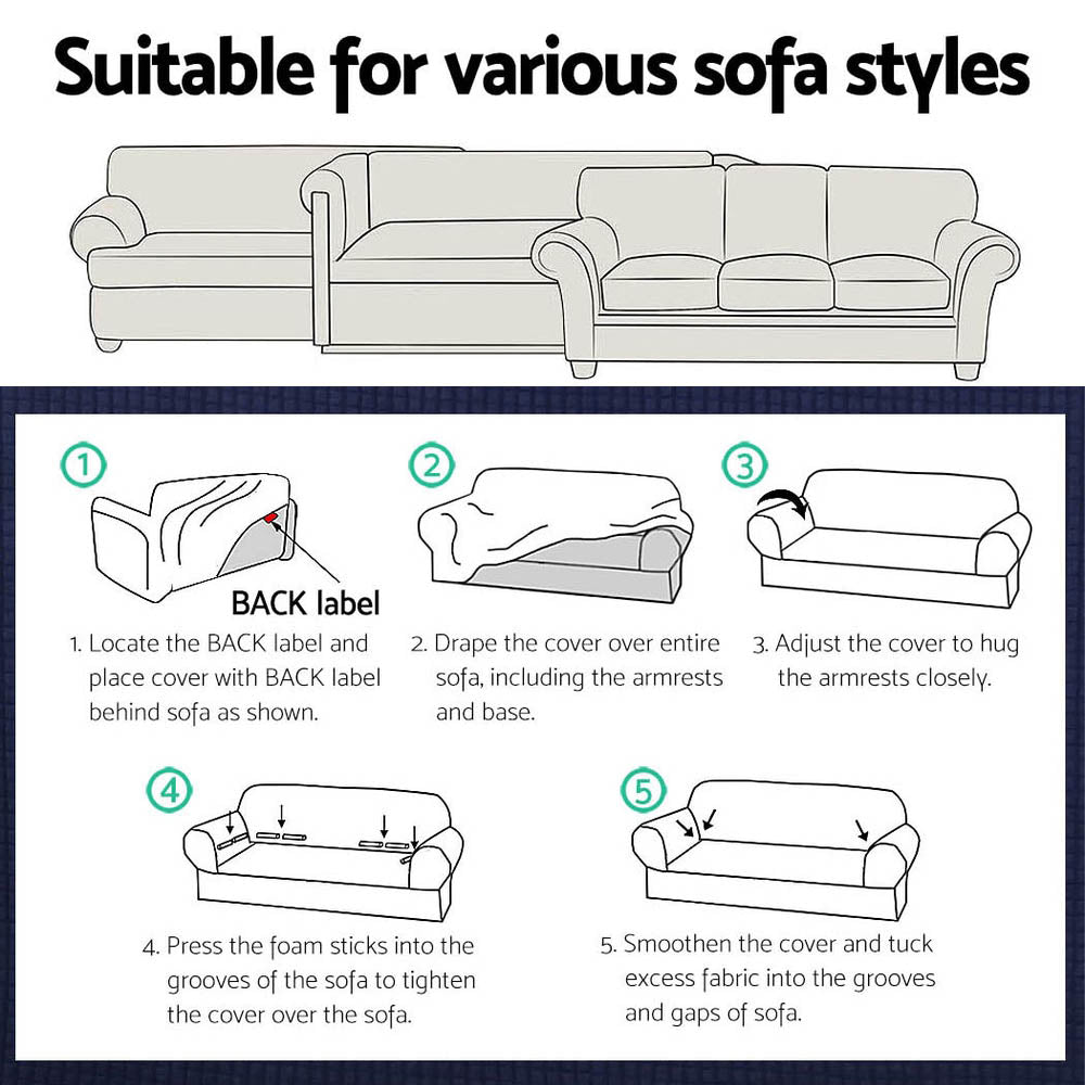 Sofa Accessories: Artiss Sofa Cover Couch Covers 3 Seater High Stretch Black
