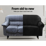 Artiss Sofa Cover Couch Covers 3 Seater Velvet Black