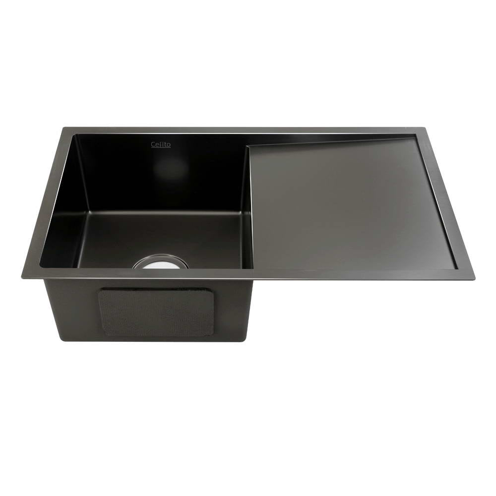 Kitchen Sinks: Cefito Kitchen Sink 75X45CM Stainless Steel Basin Single Bowl Black