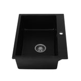 Cefito Kitchen Sink Granite Stone Sinks Basin Single Bowl Black 600mmx470mm