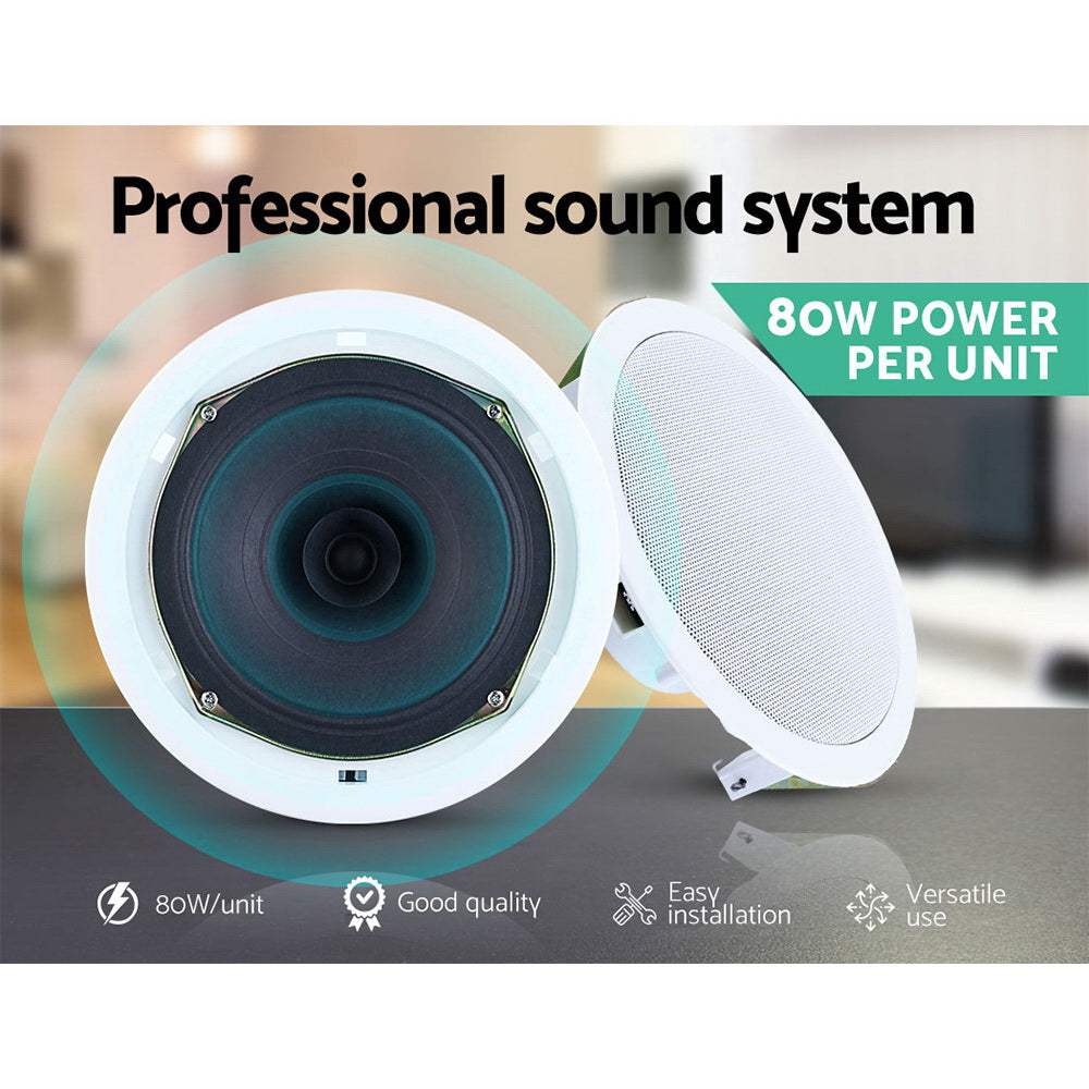Audio Speakers: 2 x 6" In Ceiling Speakers Home 80W Speaker Theatre Stereo Outdoor Multi Room