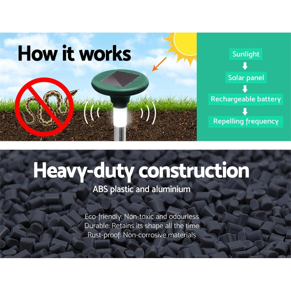 Household Insect Repellents: 10X Solar LED Snake Repeller Multi Pulse Plus Ultrasonic Pest Rodent Repellent