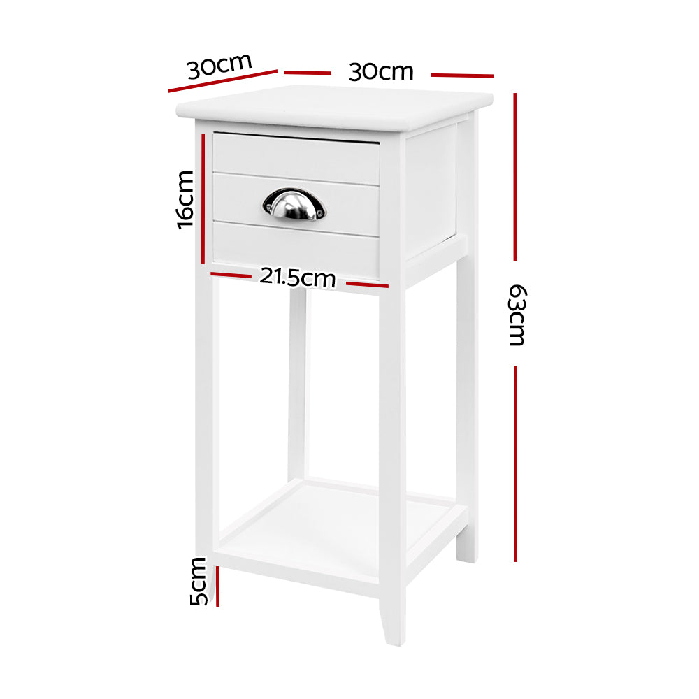 Bedside Tables: Artiss Bedside Table Vintage - THYME White
