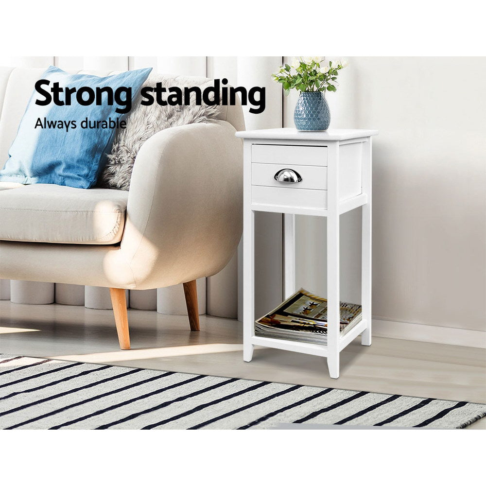 Bedside Tables: Artiss Bedside Table Vintage - THYME White