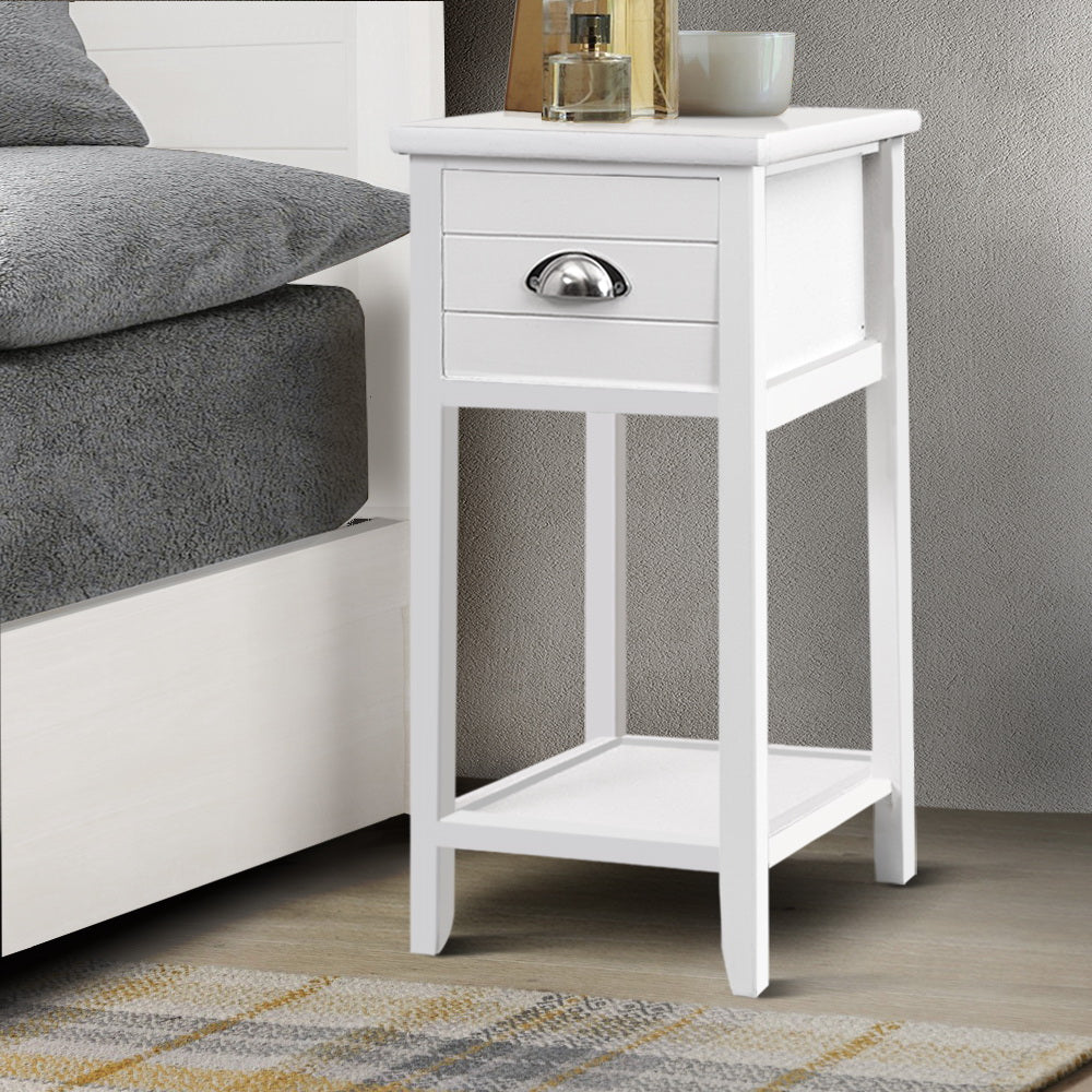 Bedside Tables: Artiss Bedside Table Vintage - THYME White