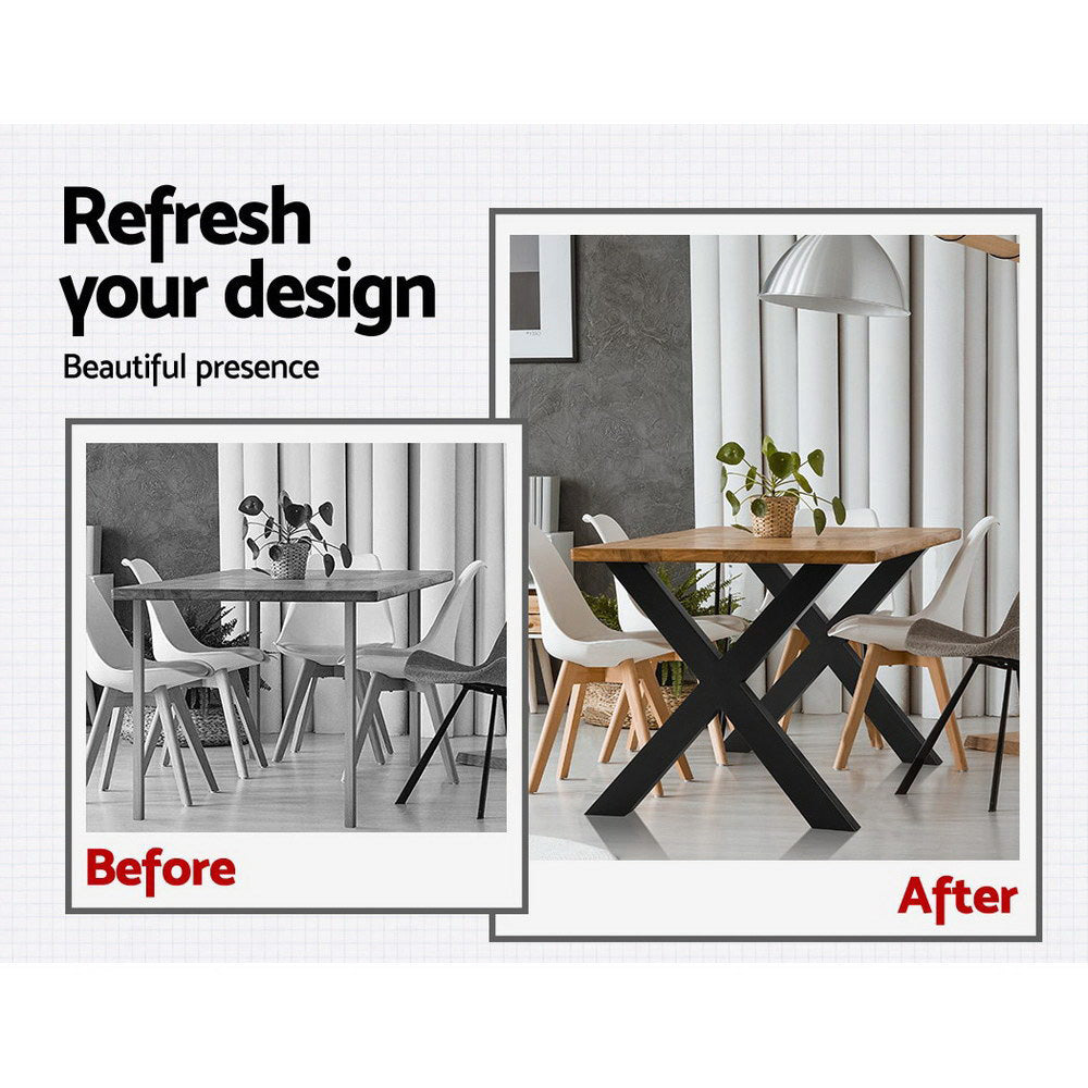 Table Tops & Bases: Artiss Metal Table Legs DIY X-shaped 71X60CM Set of 2