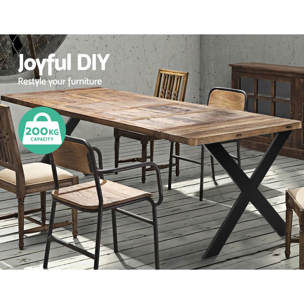 Table Tops & Bases: Artiss Metal Table Legs DIY X-shaped 71X60CM Set of 2