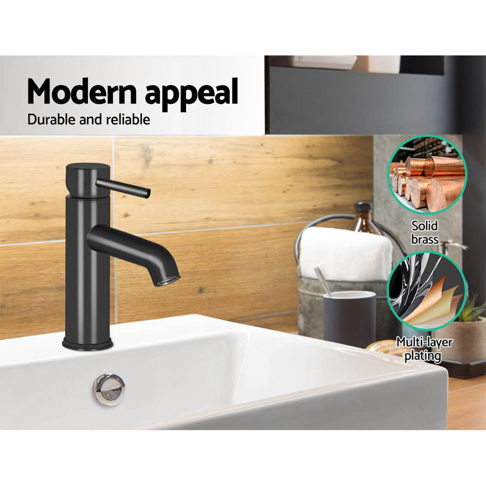 Shower Accessories: Cefito Bathroom Basin Mixer Tap Round Brass Faucet Vanity Laundry Black