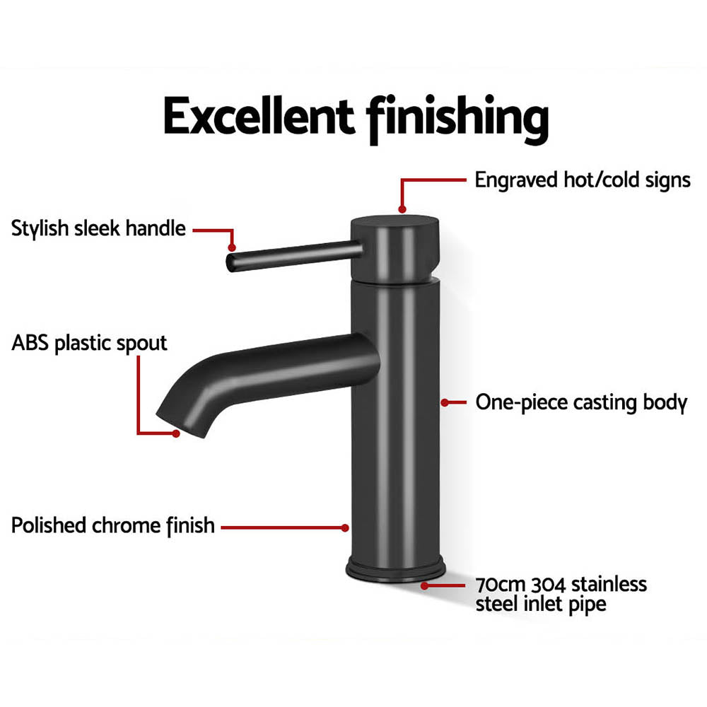 Shower Accessories: Cefito Bathroom Basin Mixer Tap Round Brass Faucet Vanity Laundry Black